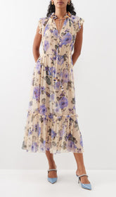 FLORAL SLEEVELESS MIDI DRESS